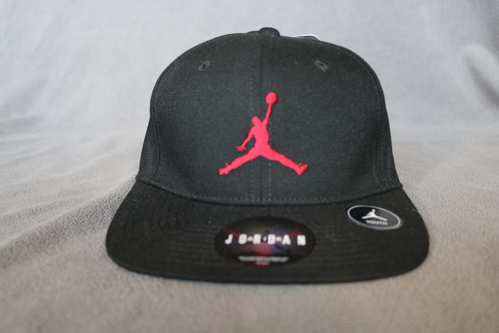 AIR JORDAN Jumpman Youth Hat Snapback Cap Black Red Embroidered Logo One Size